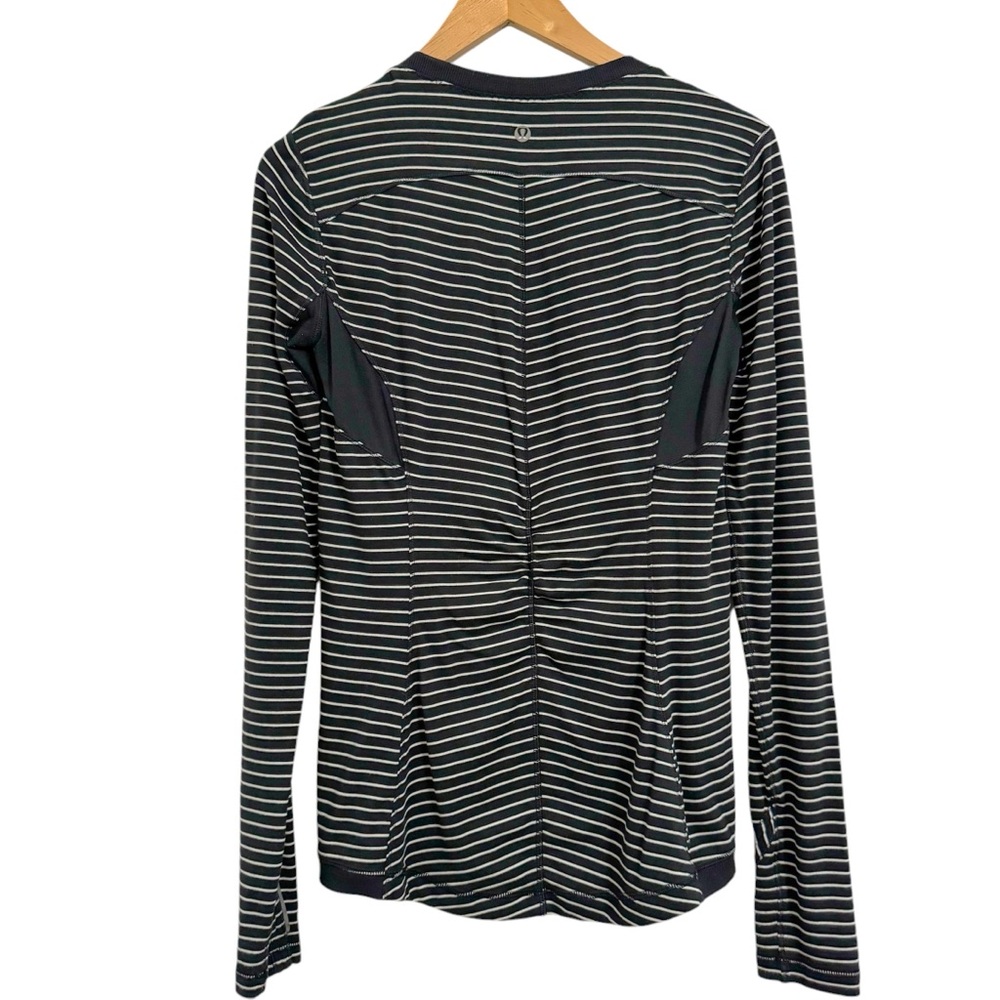 lululemon athletica Black and White Striped Long Sleeve Base Runner Tee - Picture 5 of 13